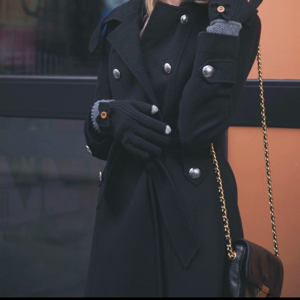 Beautiful black wool pea coat. 100% Italian wool.